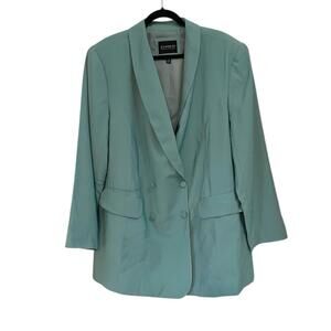 Eloquii Blazer Womens 18 Mint Green Double Breasted Longline Lapel Jacket NWT